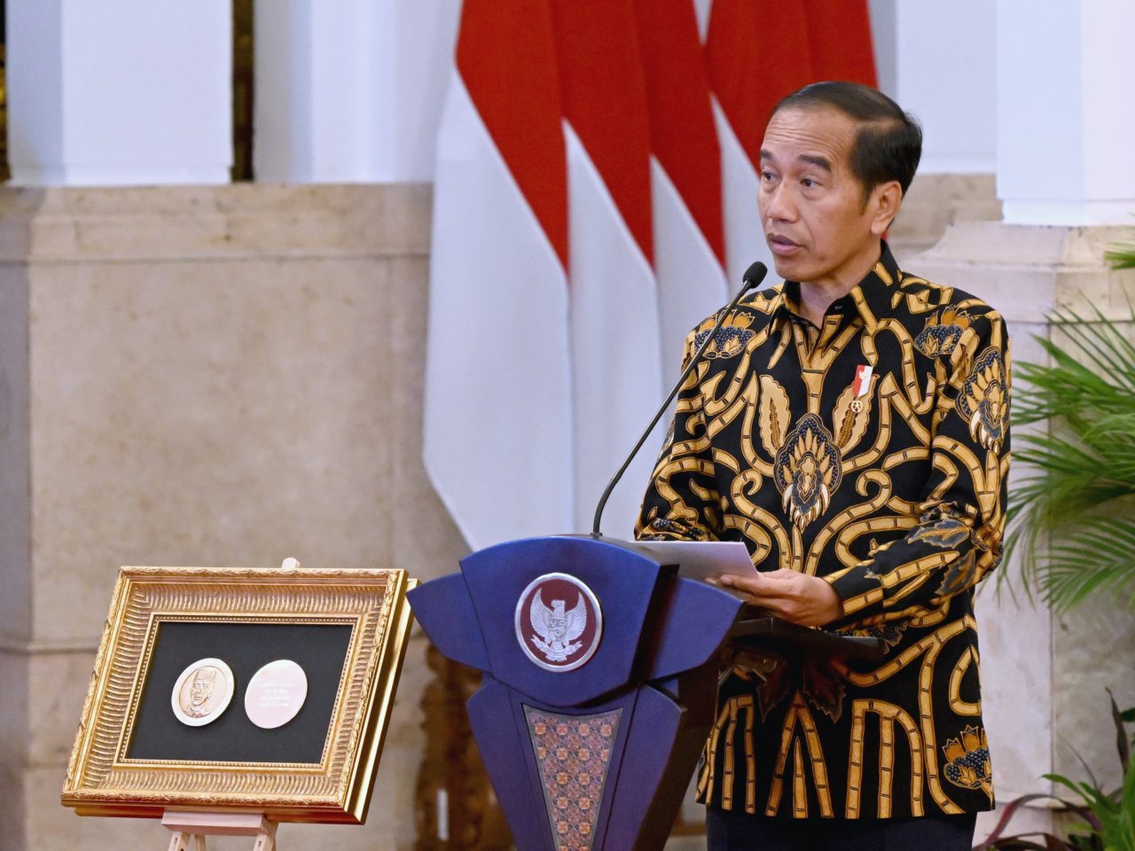 Presiden Jokowi saat memberikan sambutan setelah pemberian Agricola Medal | BPMI Setpres/Rusman
