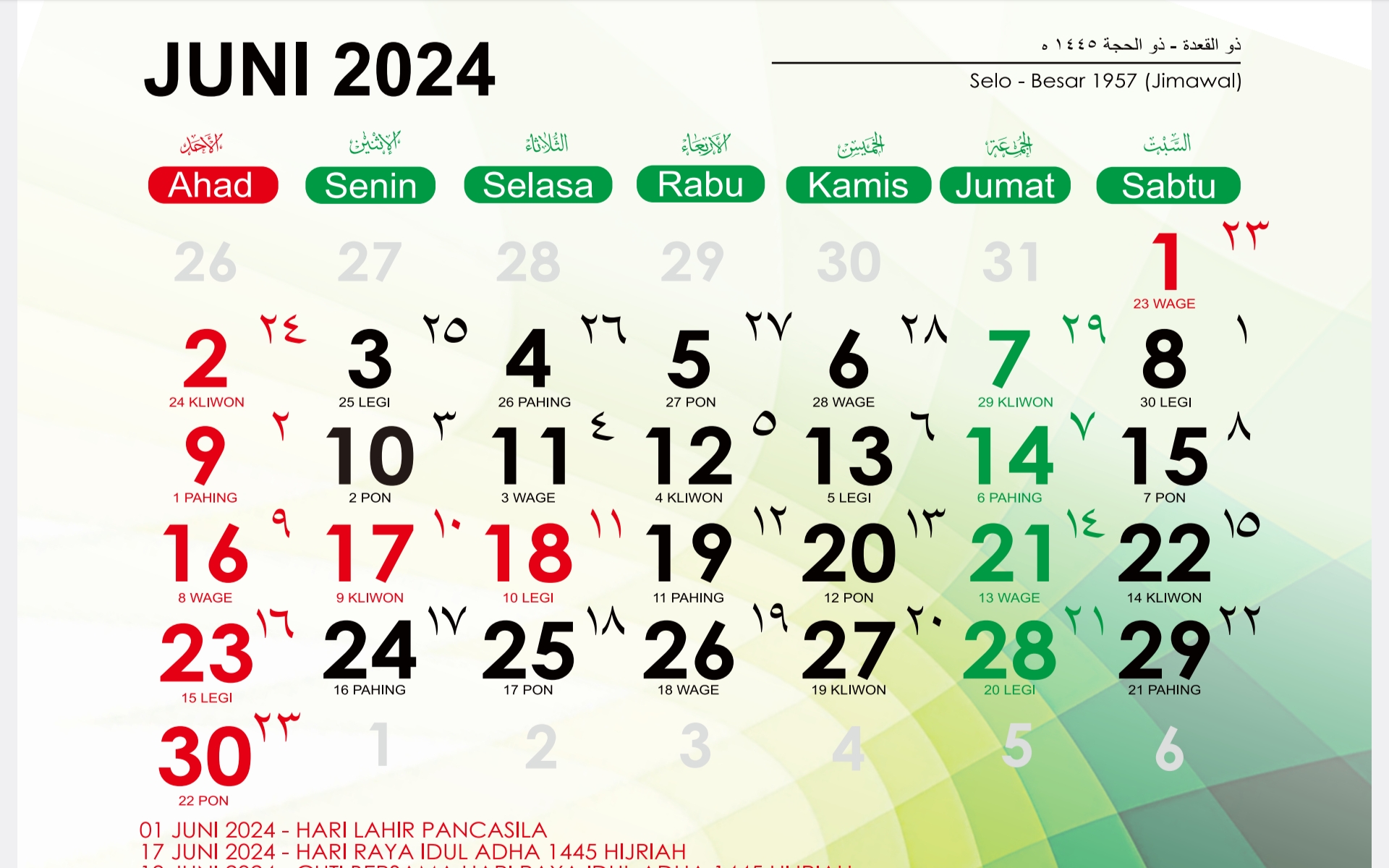 Kalender Jawa Juni 2024 | Foto: aceh.kemenag.go.id