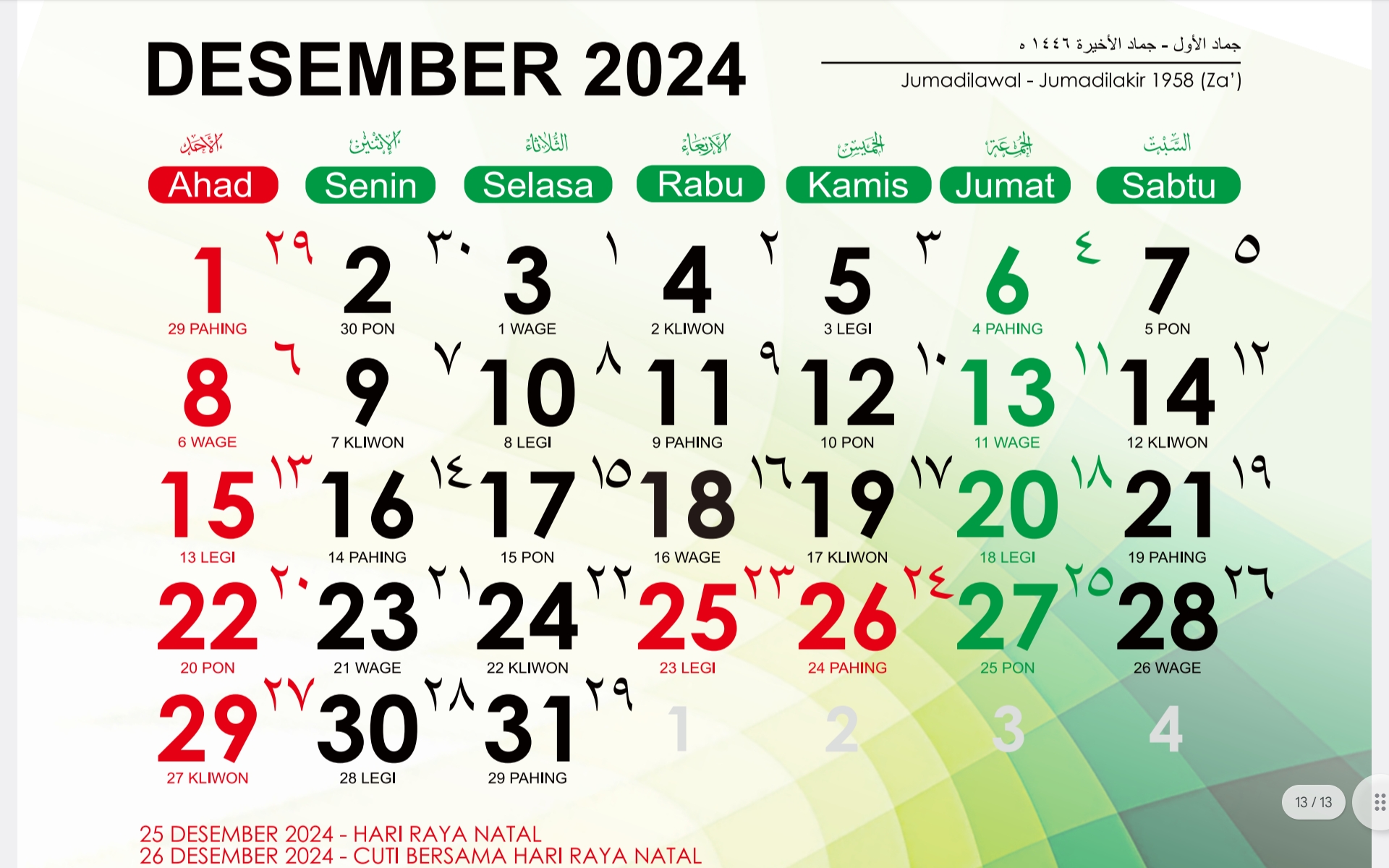 Kalender Jawa Desember 2024 | Foto: aceh.kemenag.go.id