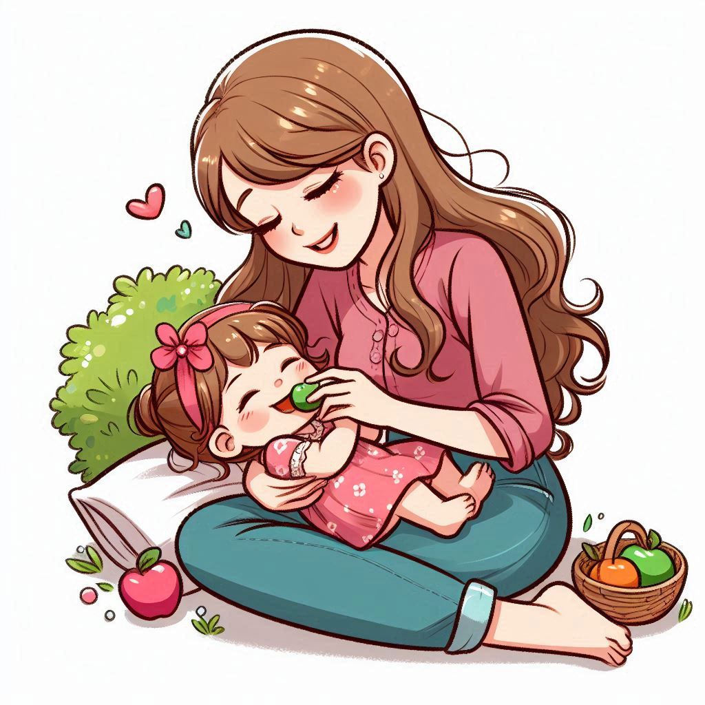 Ibu yang sedang mengasuh buah hatinya (dibuat oleh Copilot)