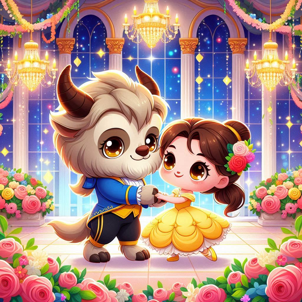 Ilustrasi Beauty and the Beast (dibuat dengan Copilot)