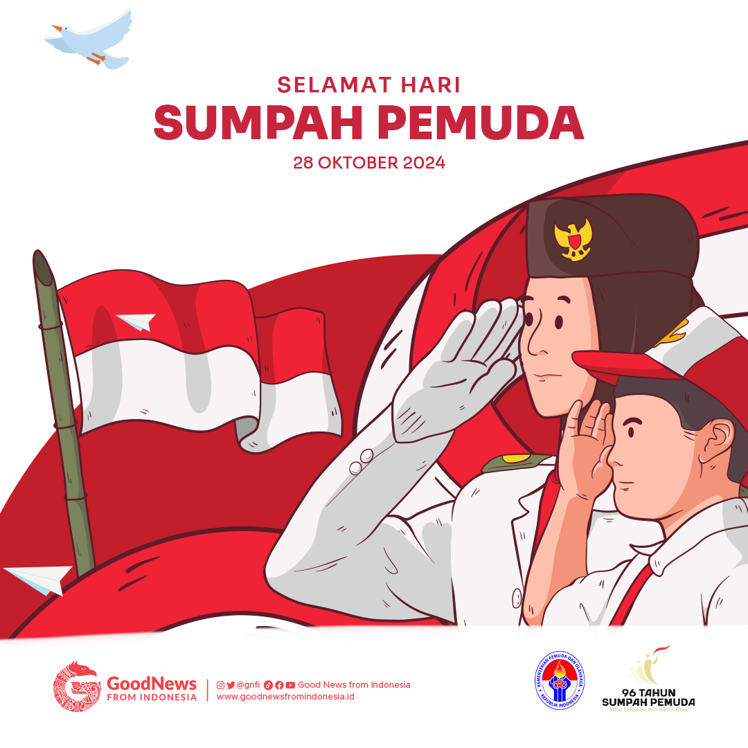 Poster Hari Sumpah Pemuda 2024 bergambar kartun