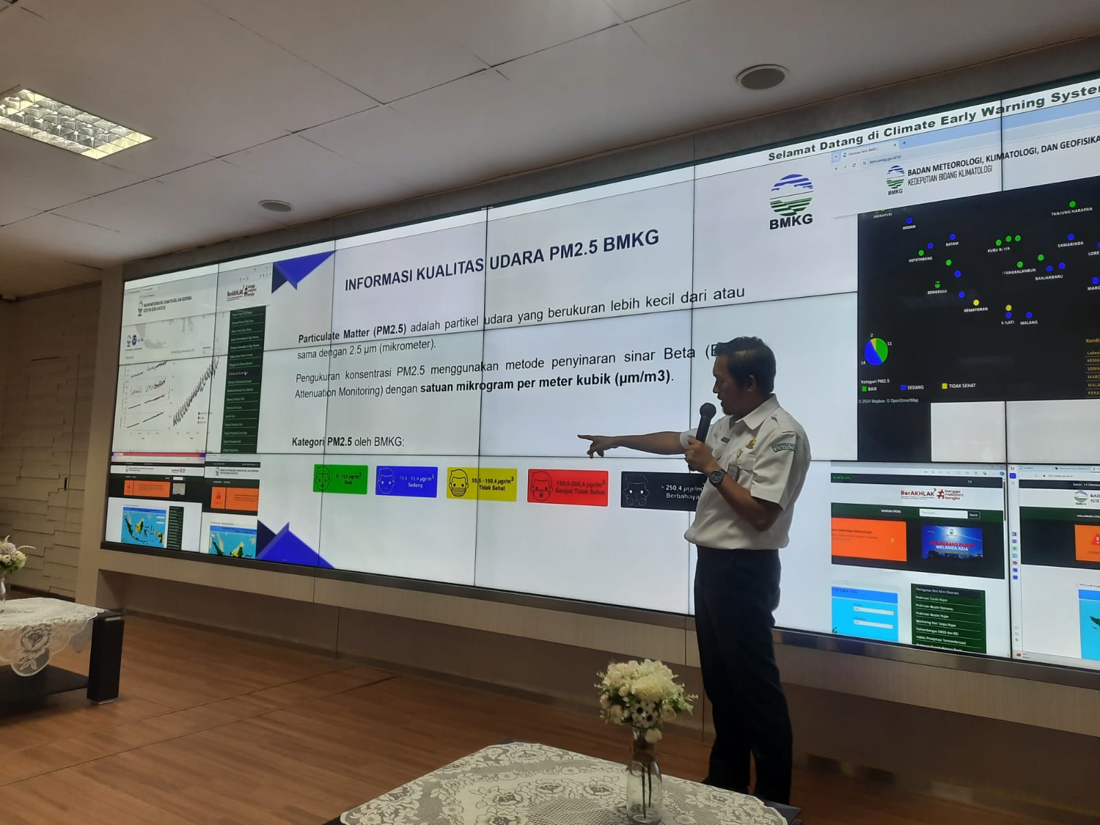  Kepala Sub Bidang Informasi Pencemaran Udara BMKG, Taryono, memberi paparan tentang apa itu PM2.5
