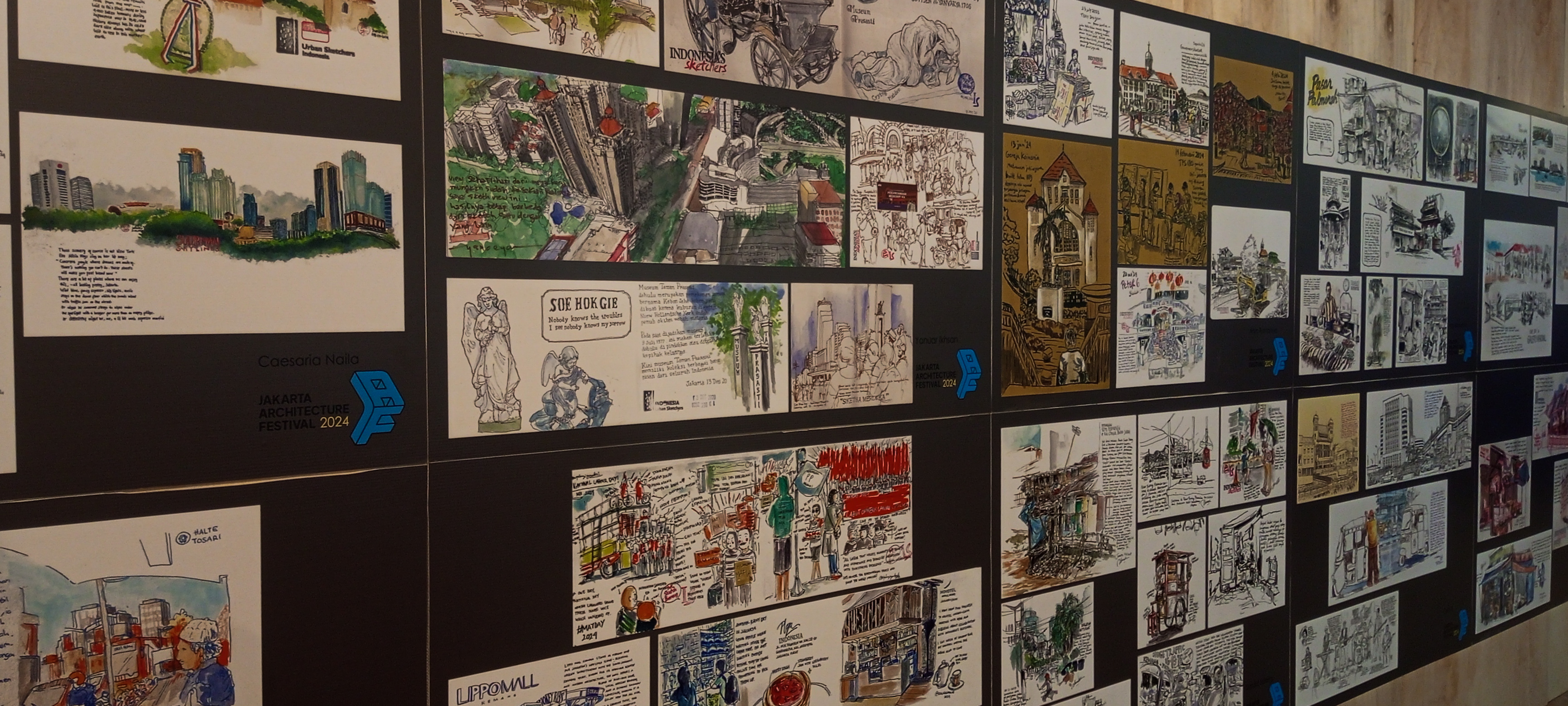Karya Corat Coret Catatan Jakarta oleh Urban Sketchers di Pameran Reclaiming Identities | Almer Sophian
