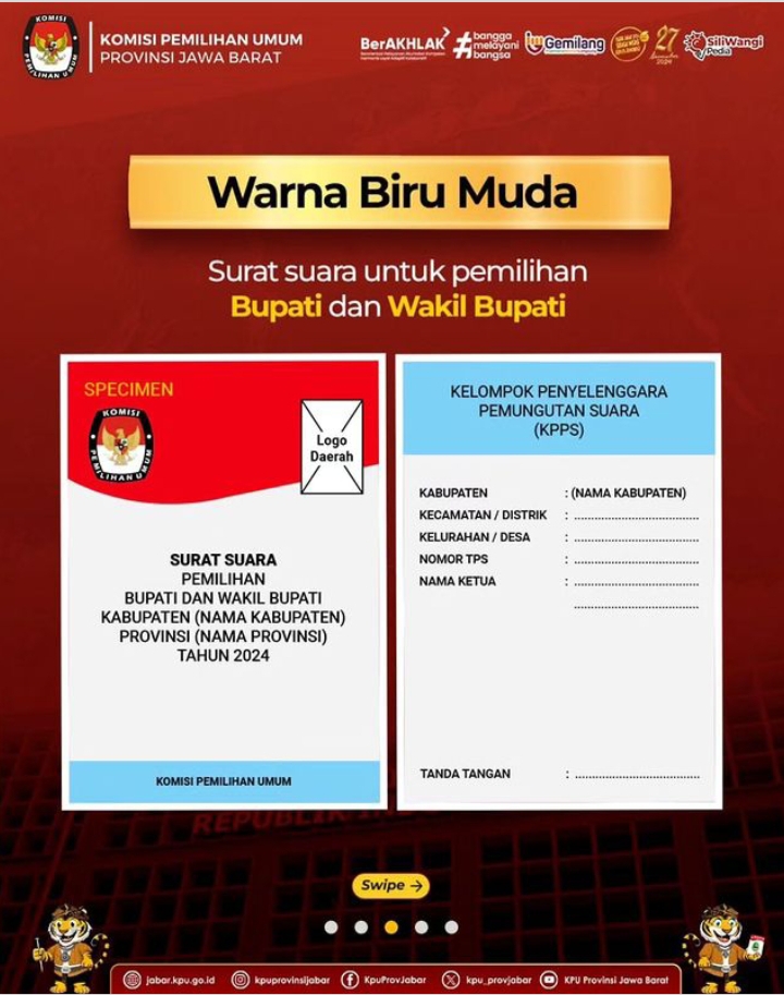 Warna Surat Suara Pemilihan Bupati dan Wakil Bupati