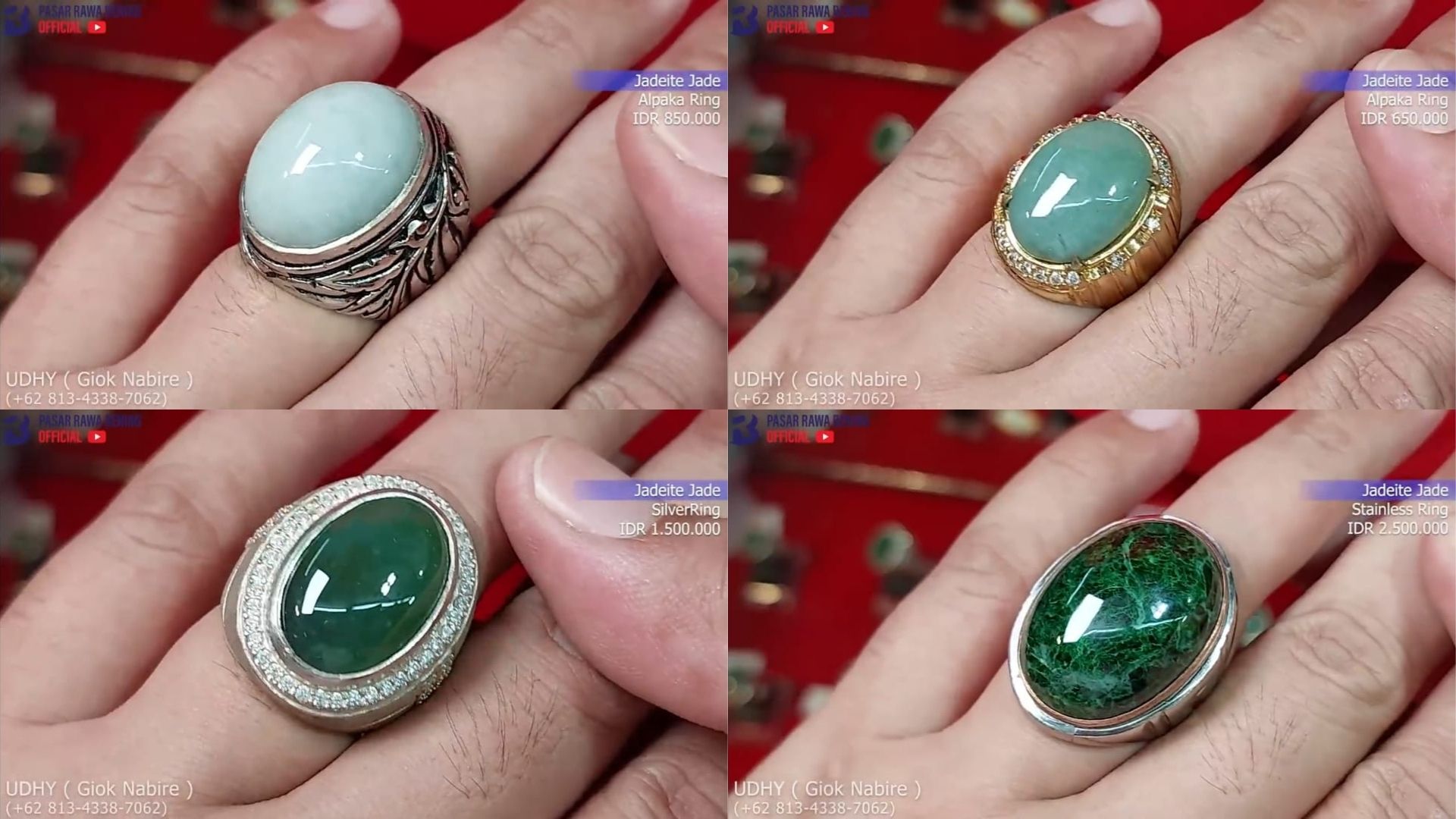 Jadeite jade type A giok nabire di Pasar Rawa Bening. © Tangkapan layar YouTube Pasar Rawa Bening Official.