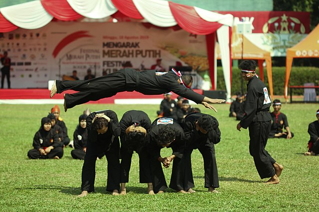 Gambar salah satu olahraga tradisional Indonesia, pencak silat