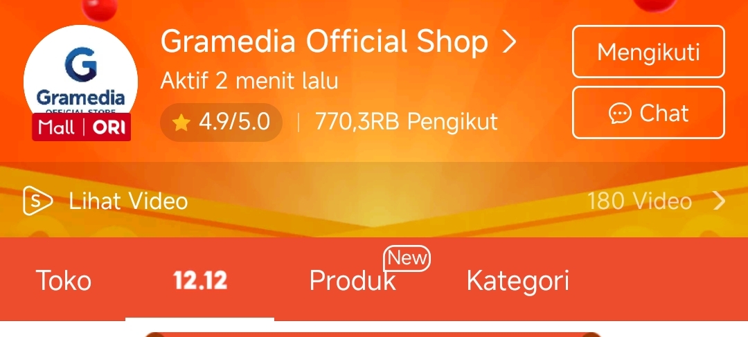 Gramedia Official Shop, Sumber : dokumentasi pribadi