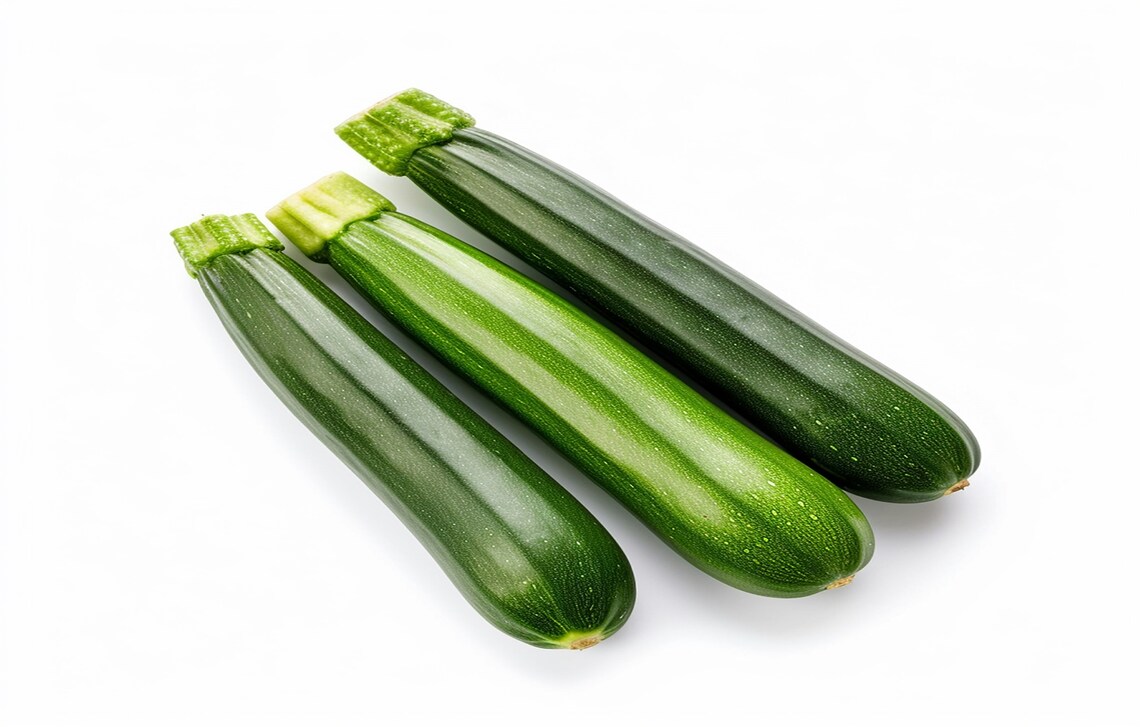 Foto dari tiga buah zucchini.