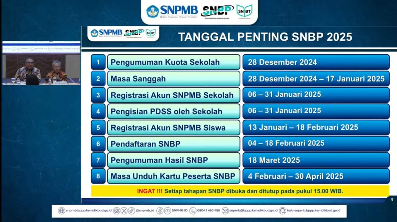 Jadwal Pendaftaran dan Tanggal Penting SNBP 2025 | Sumber: Youtube SNPMB ID
