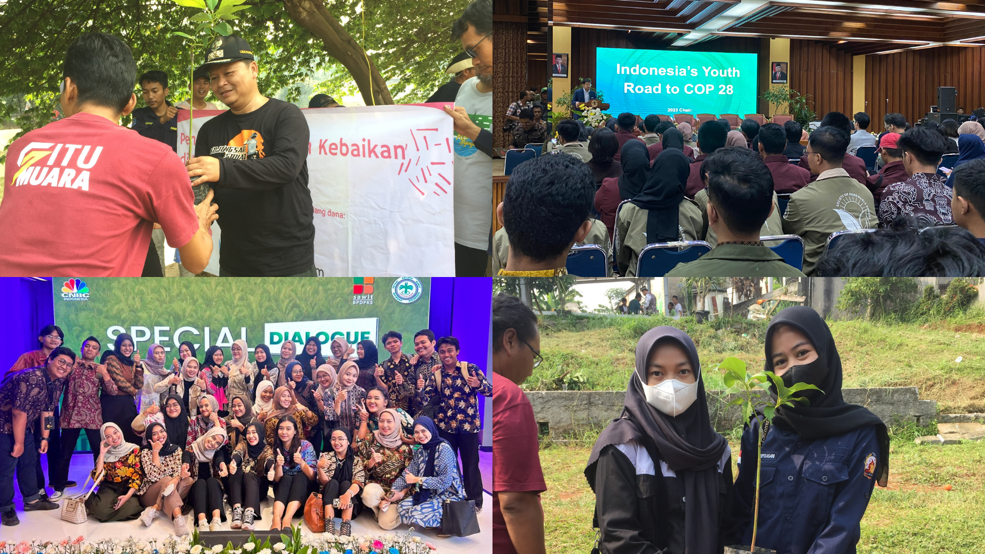 Kolaborasi lintas generasi dalam rangka Road To COP 28, Penanaman pohon bersama komunitas peduli lingkungan. Dokumentasi Pribadi.