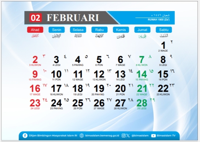 Kalender Februari 2025