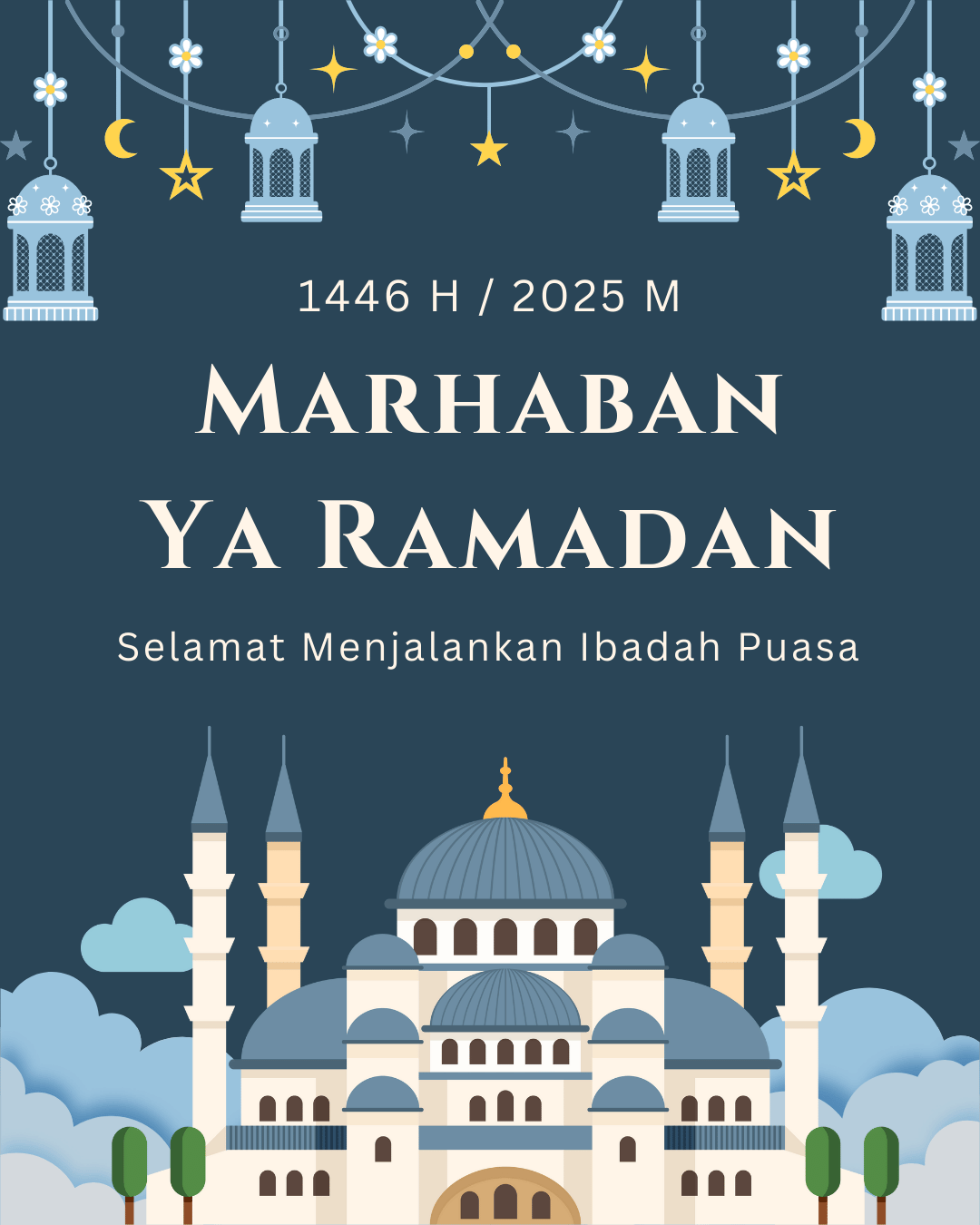 gambar poster marhaban ya ramadhan 1446 hijriah / 2025 masehi kode 19
