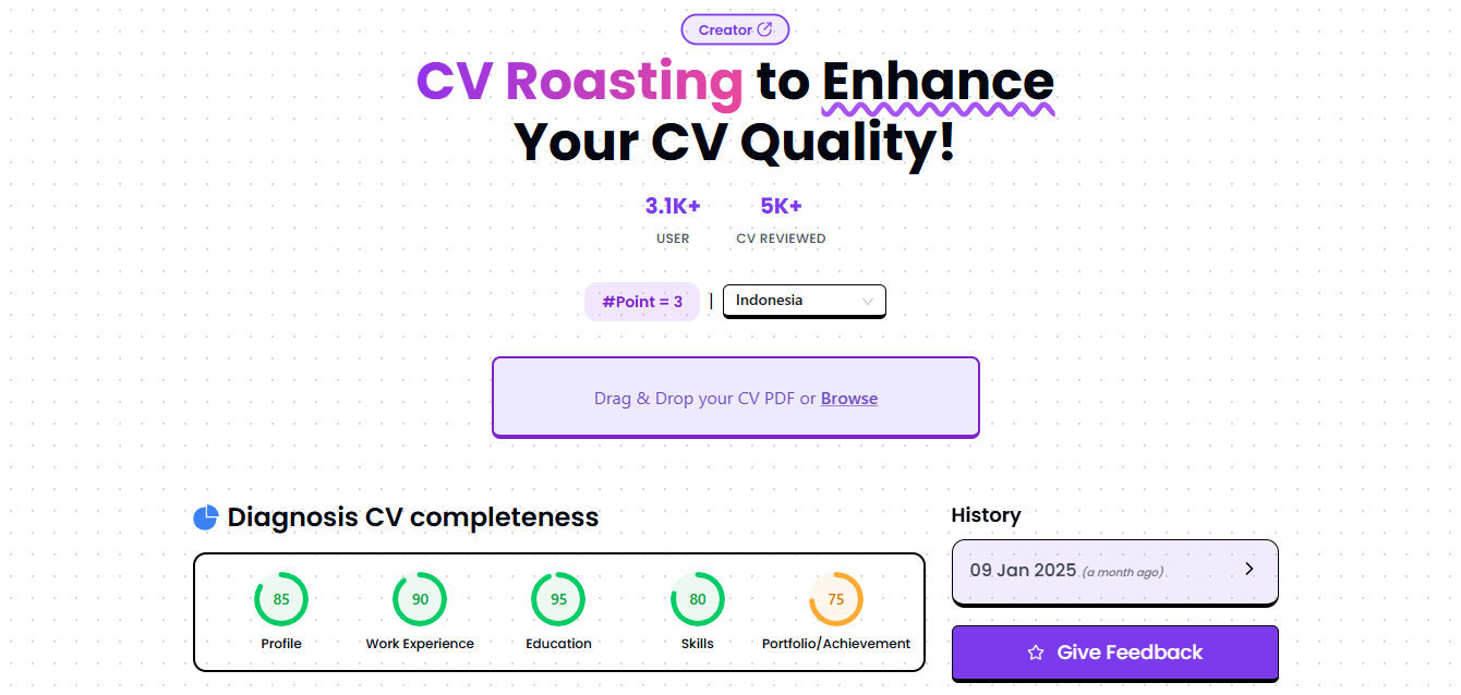 CVRoasted menawarkan sensasi baru penilaian CV | Tangkapan layar pribadi penulis