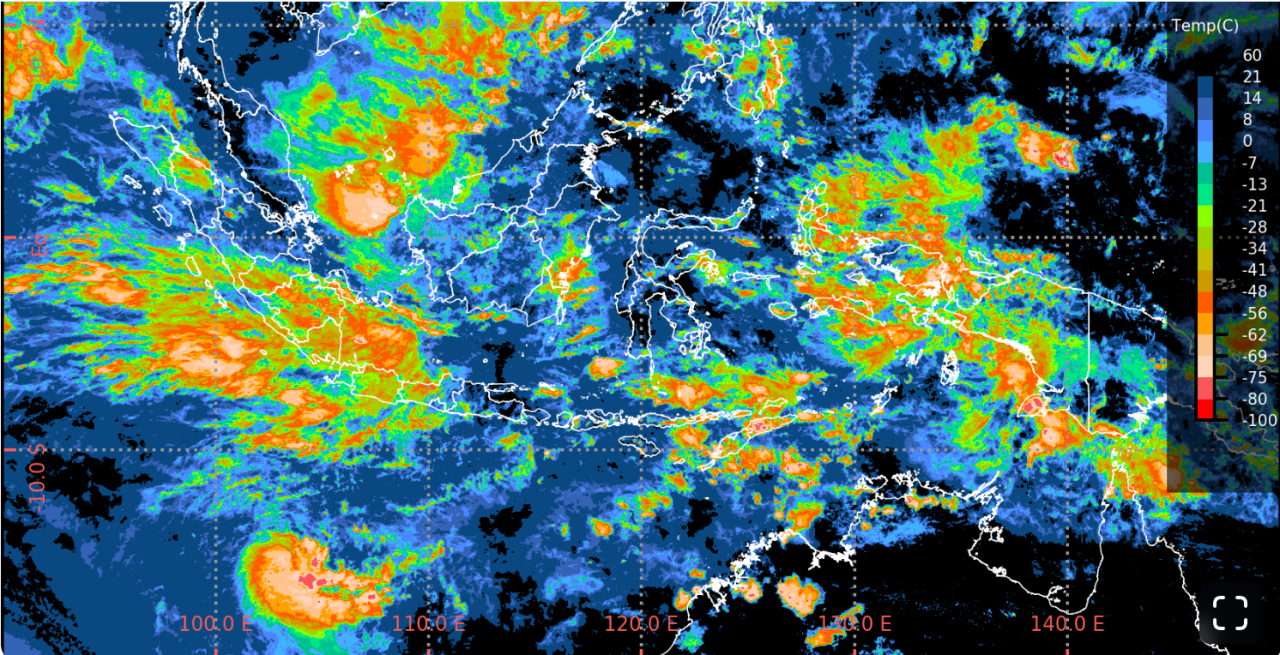 Heat map angin monsun 9 Januari | Arsip BMKG