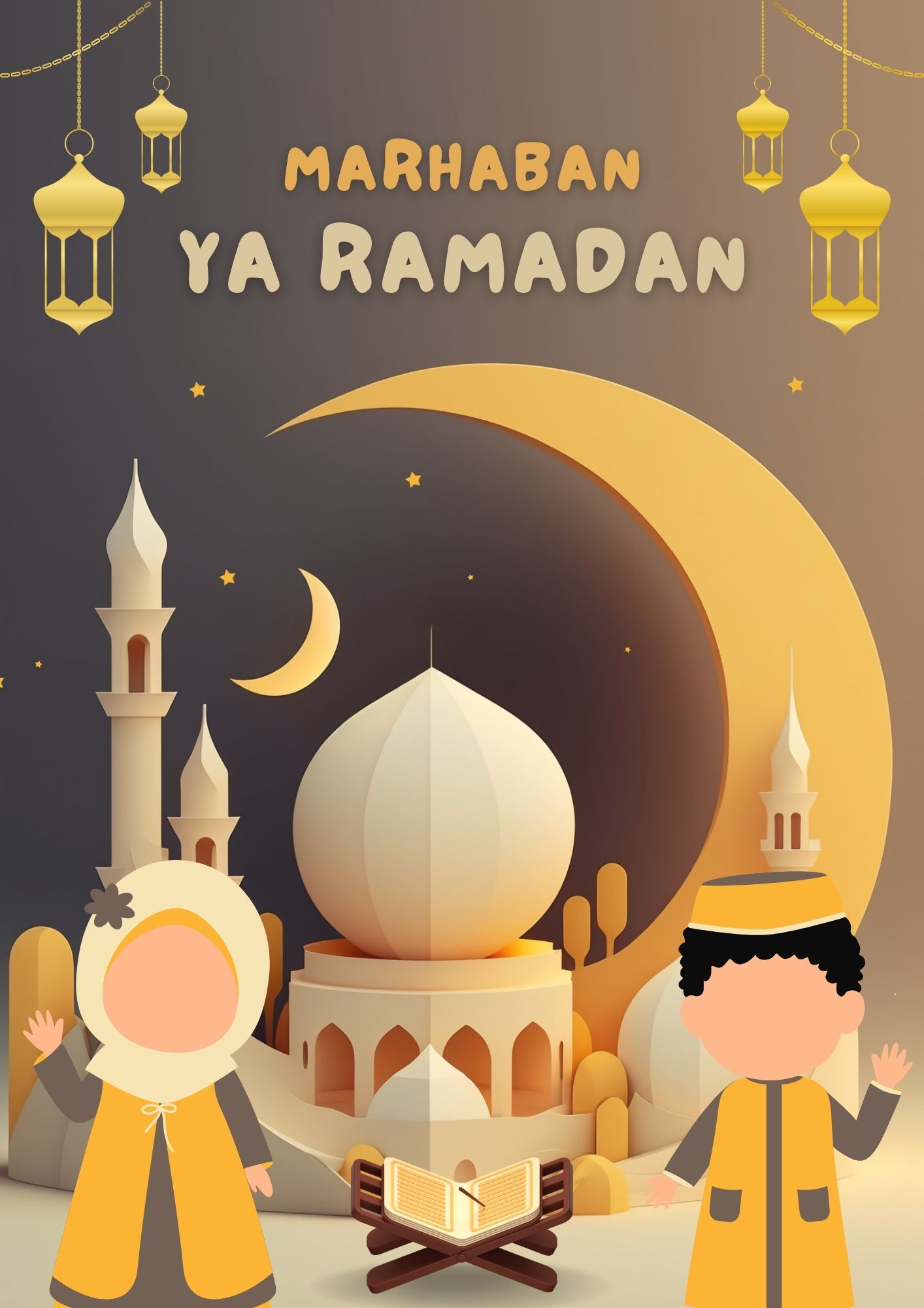 contoh poster marhaban ya ramadhan 2025 untuk anak SD