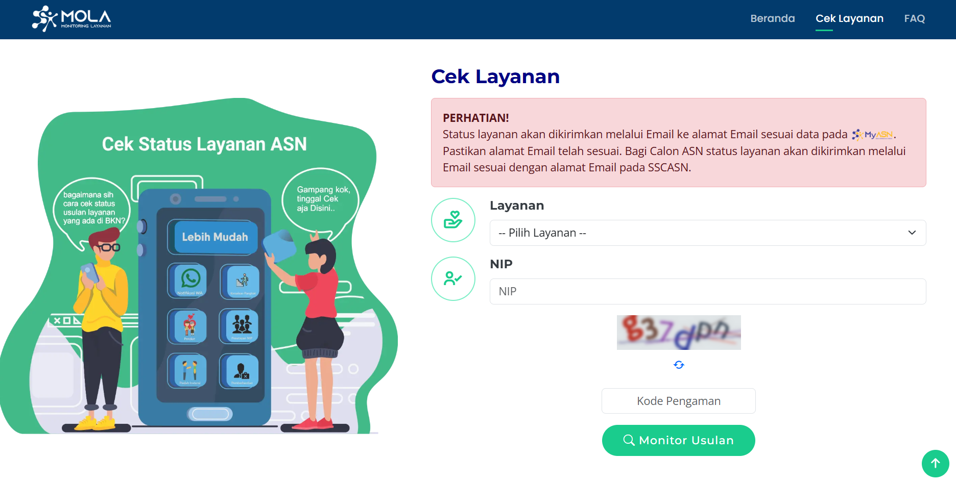 Tangkapan layar laman MOLA BKN bagian 