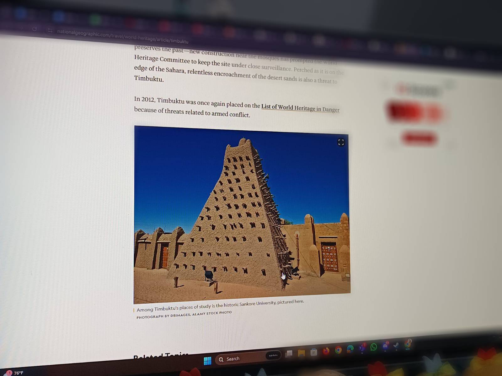 Gambar Timbuktu di suatu artikel | Dokumentasi Pribadi
