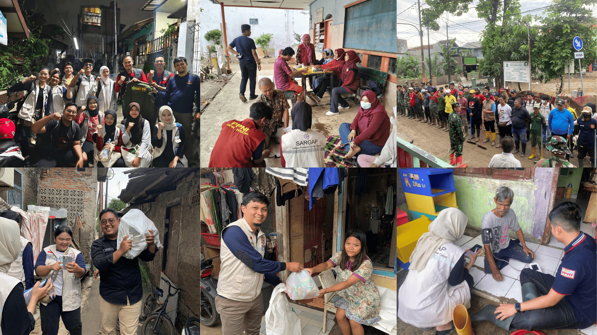  Beberapa aksi kolaborasi untuk kegiatan sosial kemanusian yang dilakukan oleh relawan. (Foto Pribadi) 