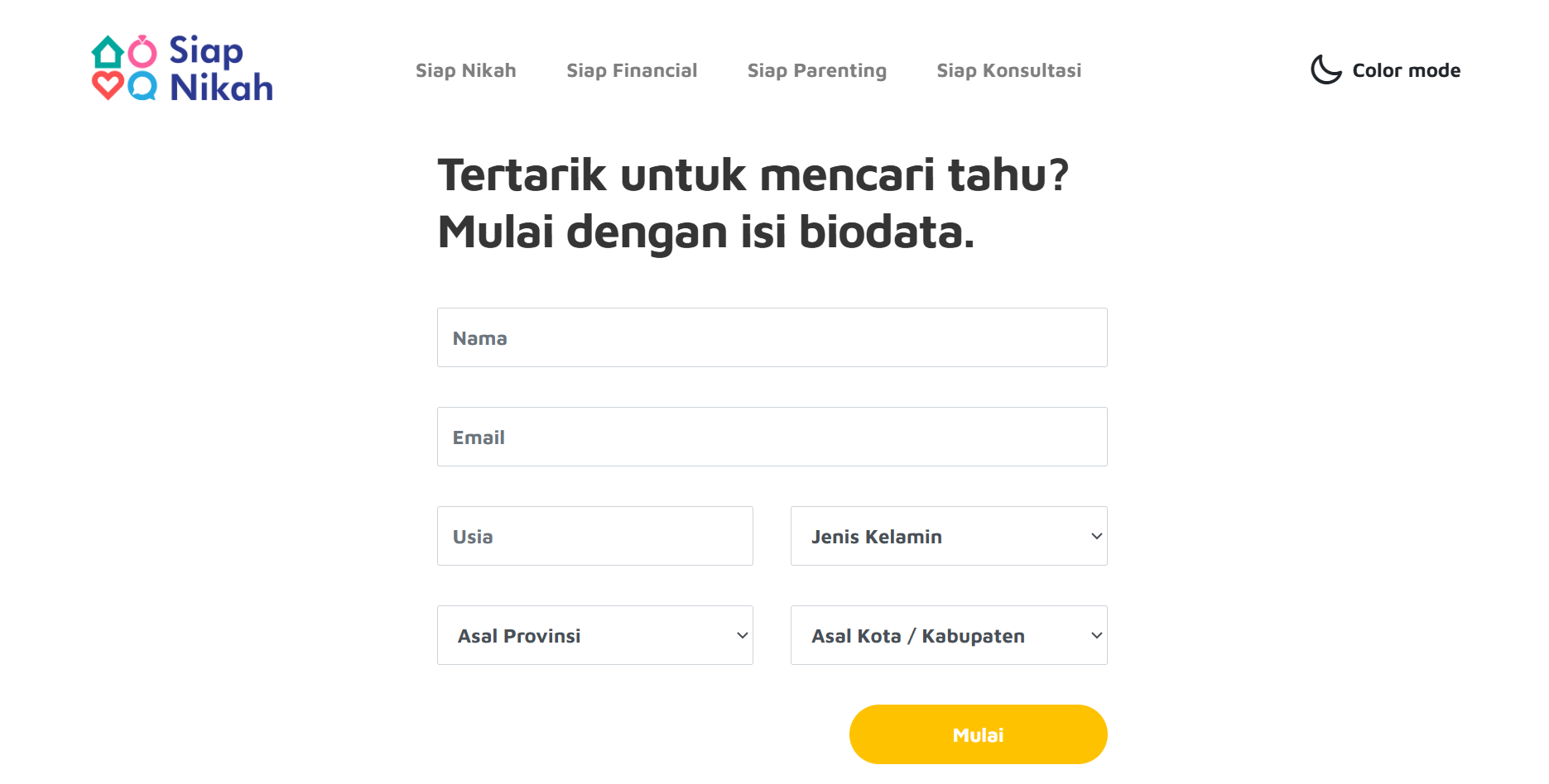 Tangkapan Layar Kuesioner Siap Nikah @ siapnikah.org