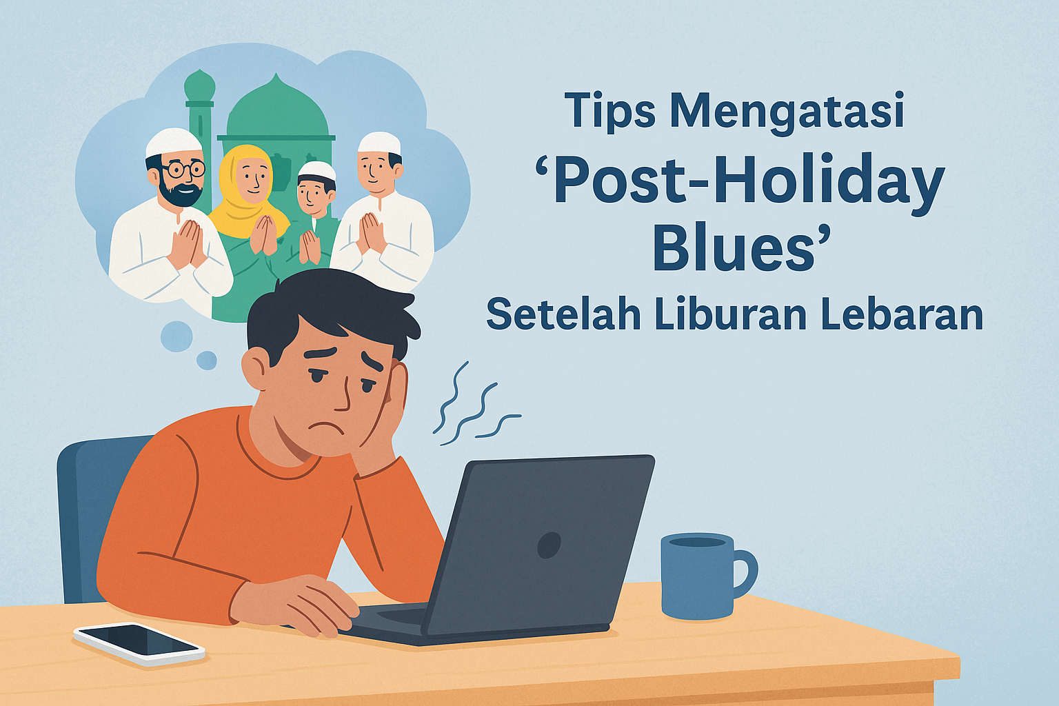 Ilustrasi Tips Mengatasi Post-Holiday Blues