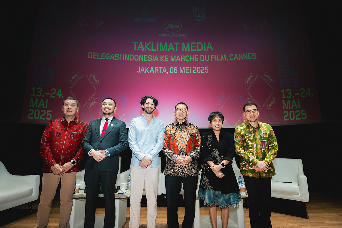 Menteri Kebudayaan Fadli Zon, Wakil Menteri Giring Ganesha, dan insan sinema dalam acara Taklimat Media Cannes International Film Festival