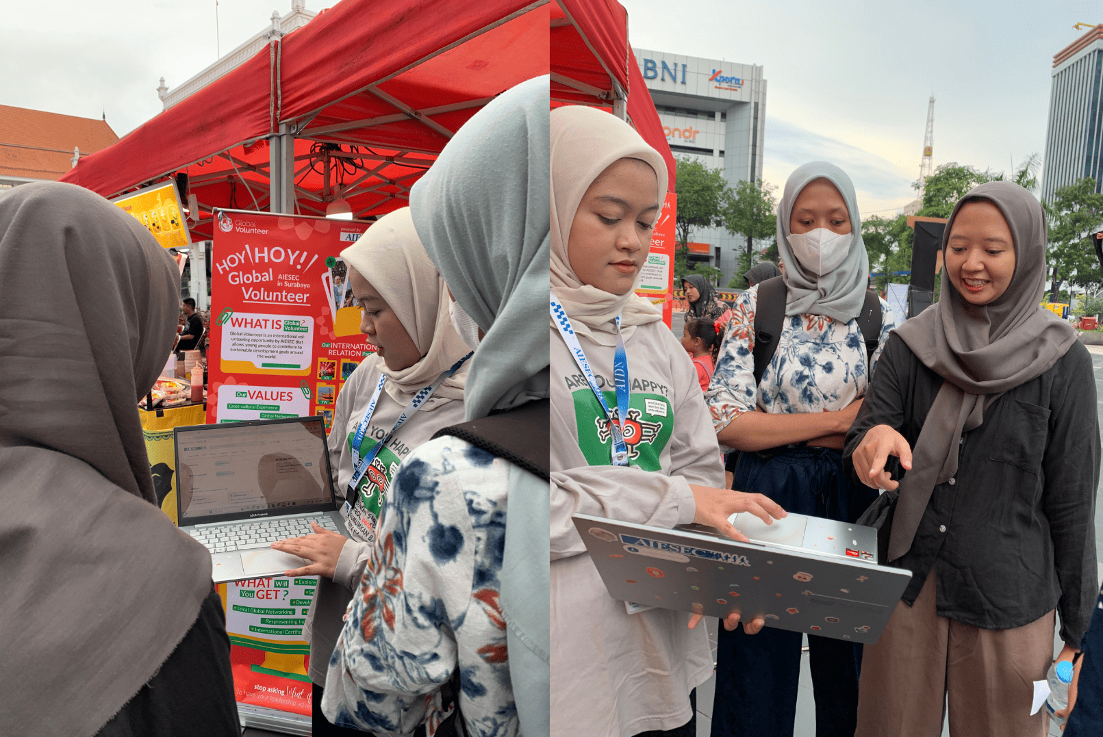  AIESEC in Surabaya menjelaskan program Global Volunteer dan Local Volunteer kepada para pengunjung 