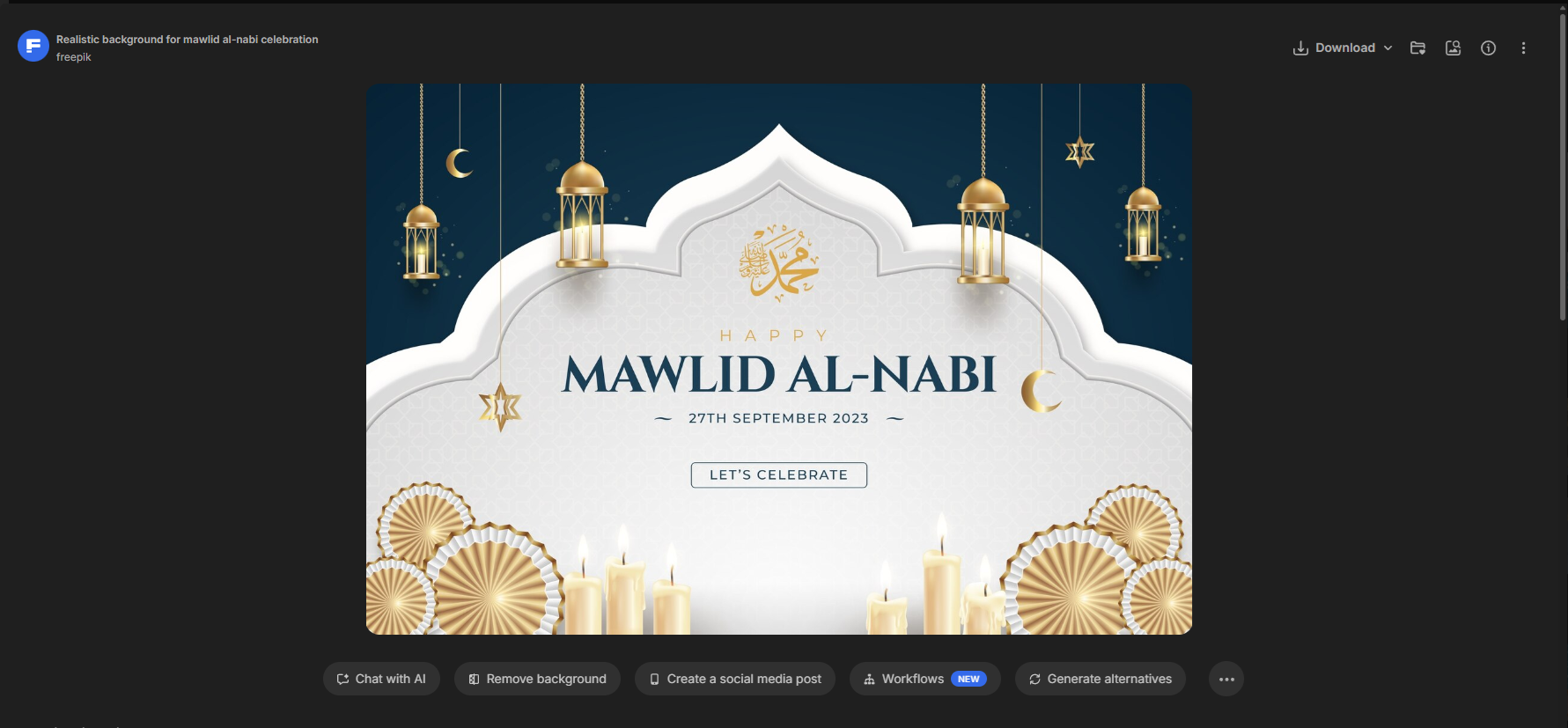Tampilan gambar yang siap di unduh dalam platform Freepik