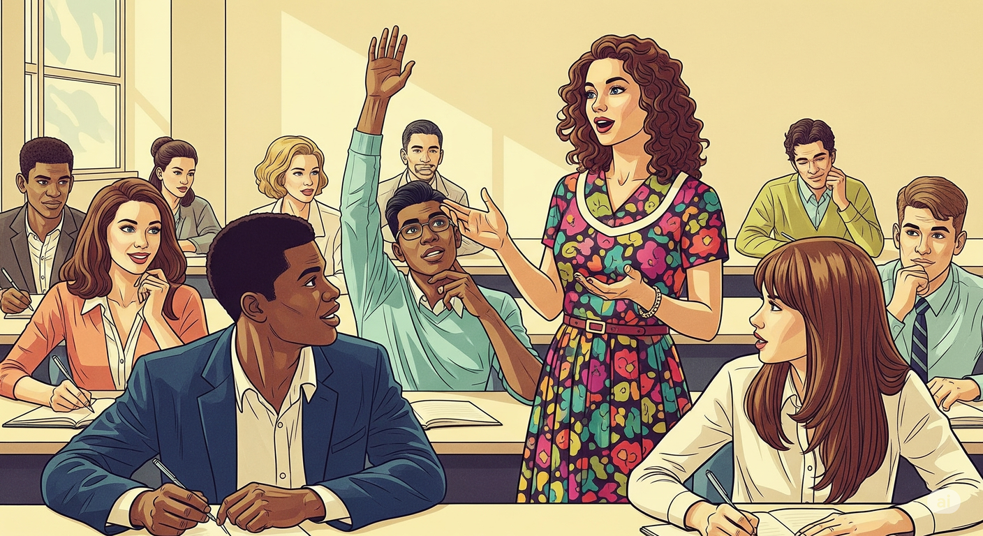 Illustrasi Dosen dan Mahasiswa