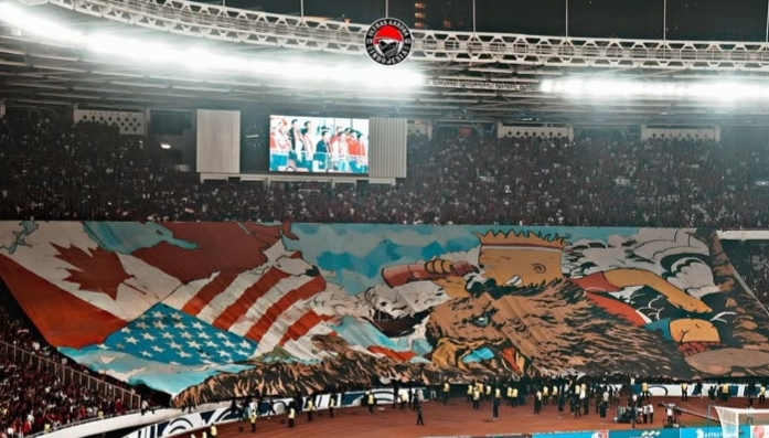 Tifo Bart Simpsons garapan Ultras Garuda di stadion GBK | Gambar via instagram ultrasgarudaofficial