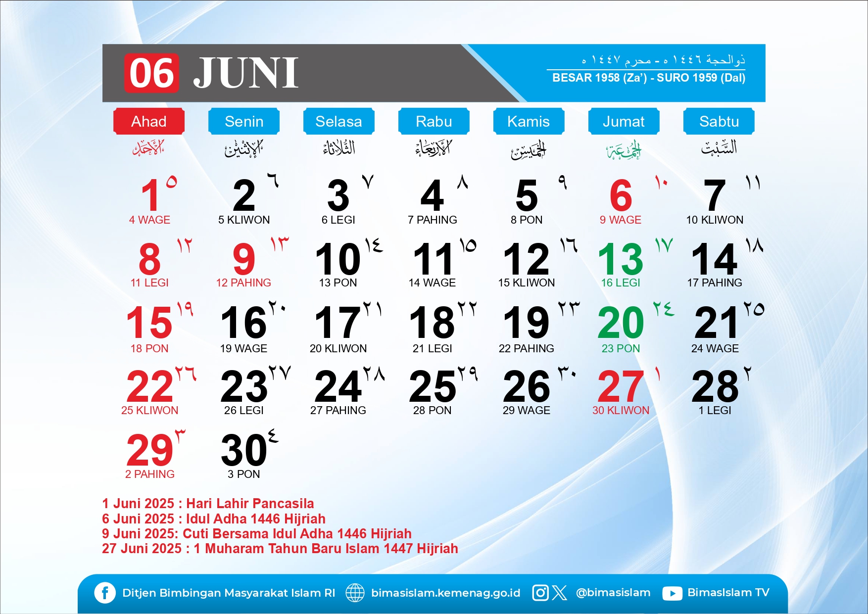 Kalender Juni 2025
