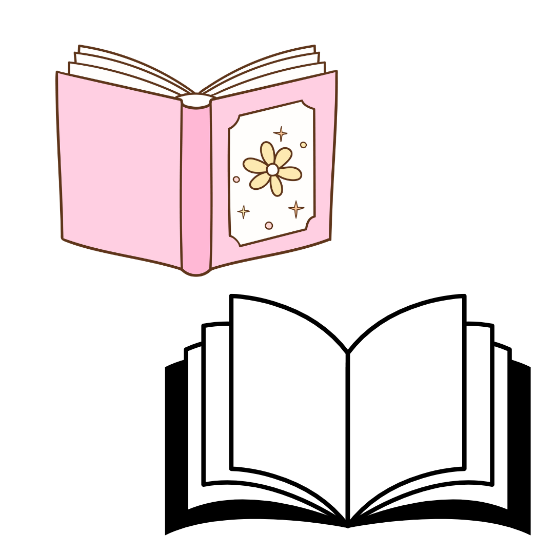Ilustrasi name tag buku terbuka | Ilustrasi oleh Canva