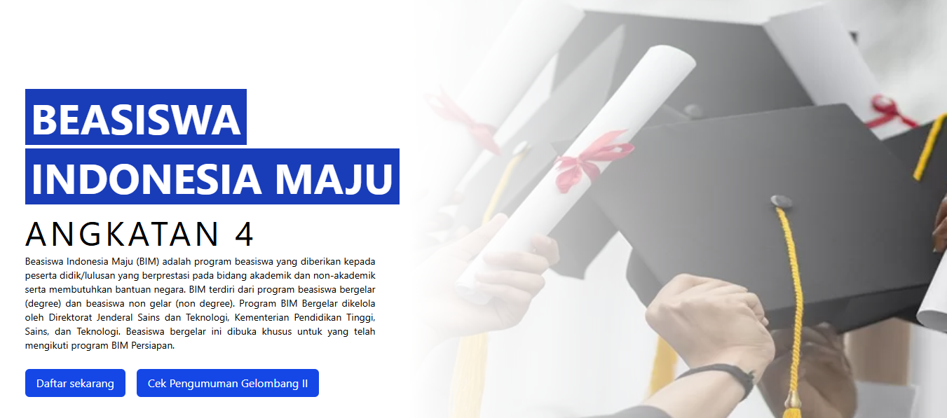 Gambar situs Beasiswa Indonesia Maju | Foto: (Tangkap Layar Situs Beasiswa Indonesia Maju).