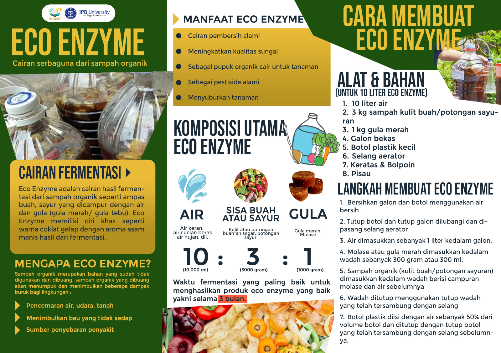 Brosur berisi tatacara pembuatan Eco Enzyme juga diberikan kepada peserta untuk mempermudah masyarakat dalam membuat cairan Eco Enzyme di rumah.