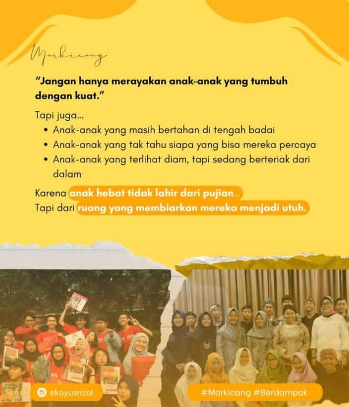 “Anak hebat tidak lahir dari pujian... Tapi dari ruang yang membiarkan mereka menjadi utuh.” (Foto: Dok. Instagram Jeo Rhyxalle Davidson)