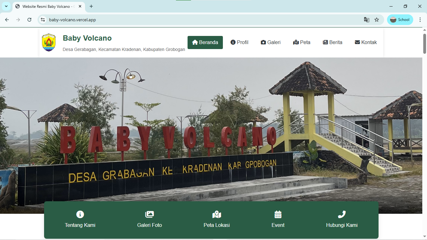 Website resmi Wisata Baby Volcano Desa Grabagan, Kec. Kradenan, Kab. Grobogan, Jawa Tengah