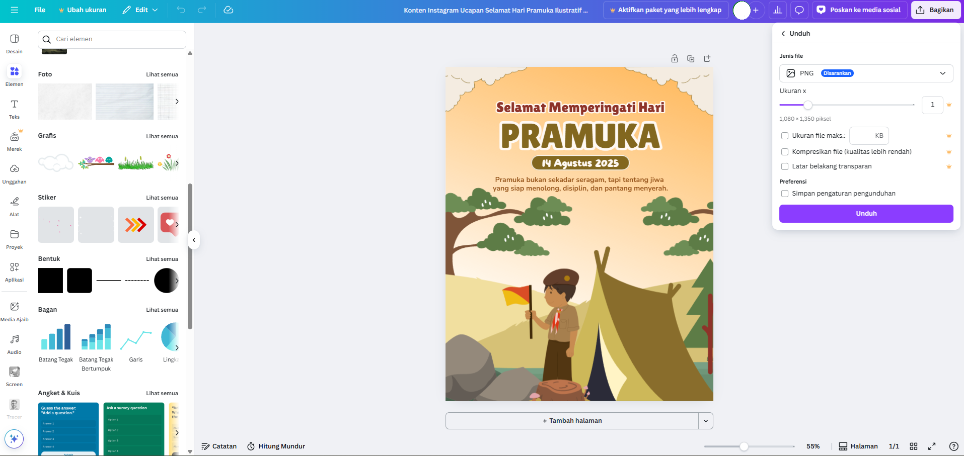 Laman kerja unduh Canva | Dokumentasi Pribadi