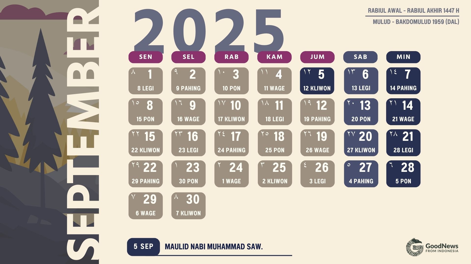 Kalender September 2025