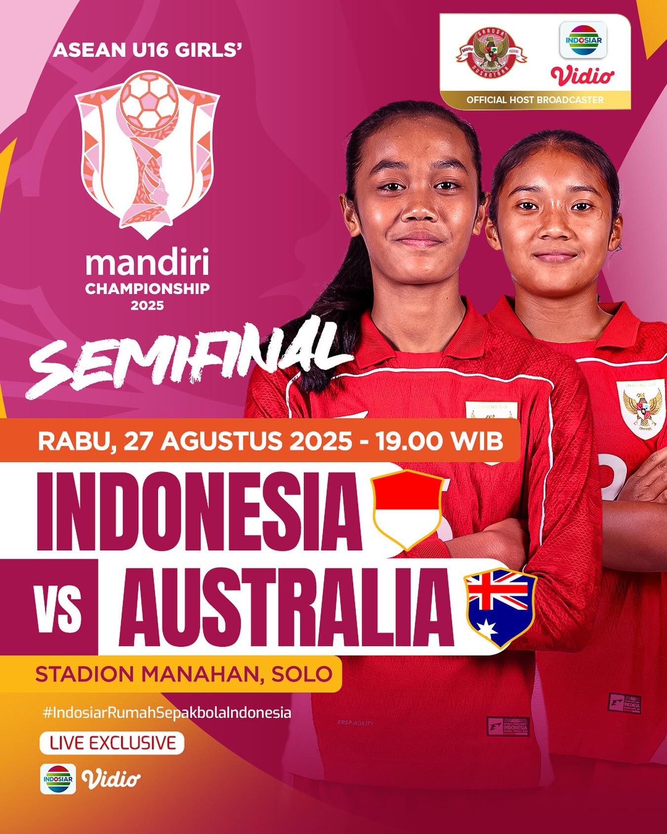 pertandingan timnas putri U-16 Indonesia vs Australia AFF Wanita U-16 2025