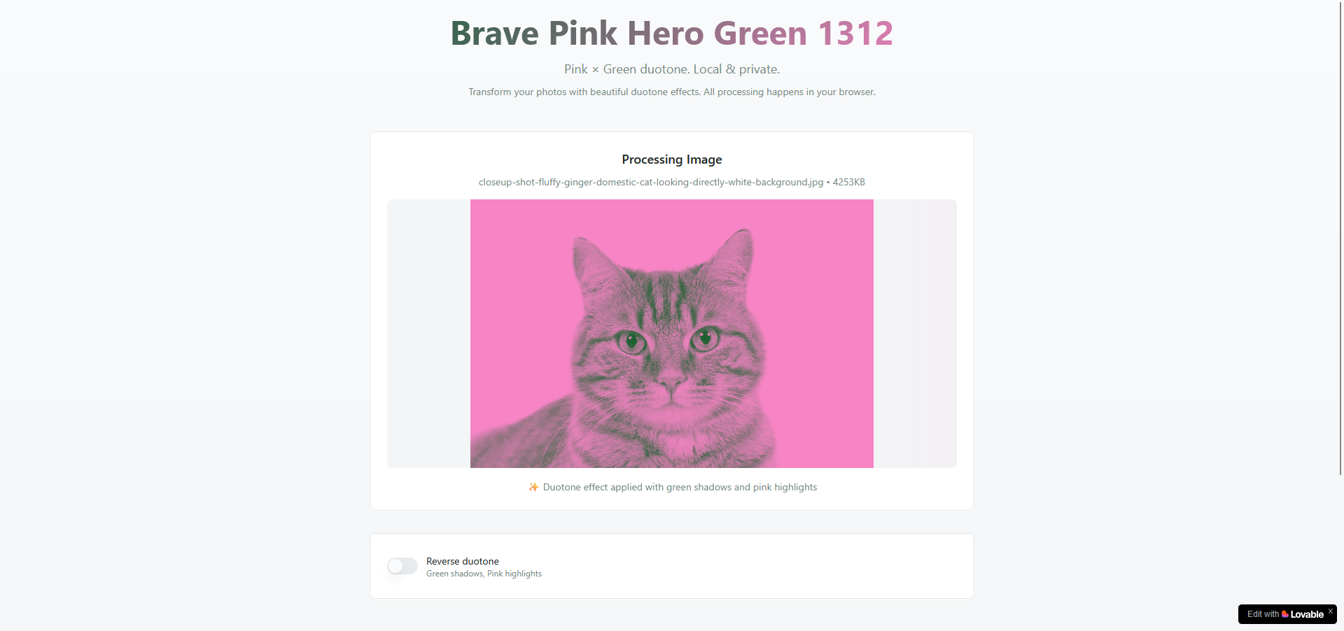 edit foto pink hijau lewat Brave Pink Hero Green Lovable App