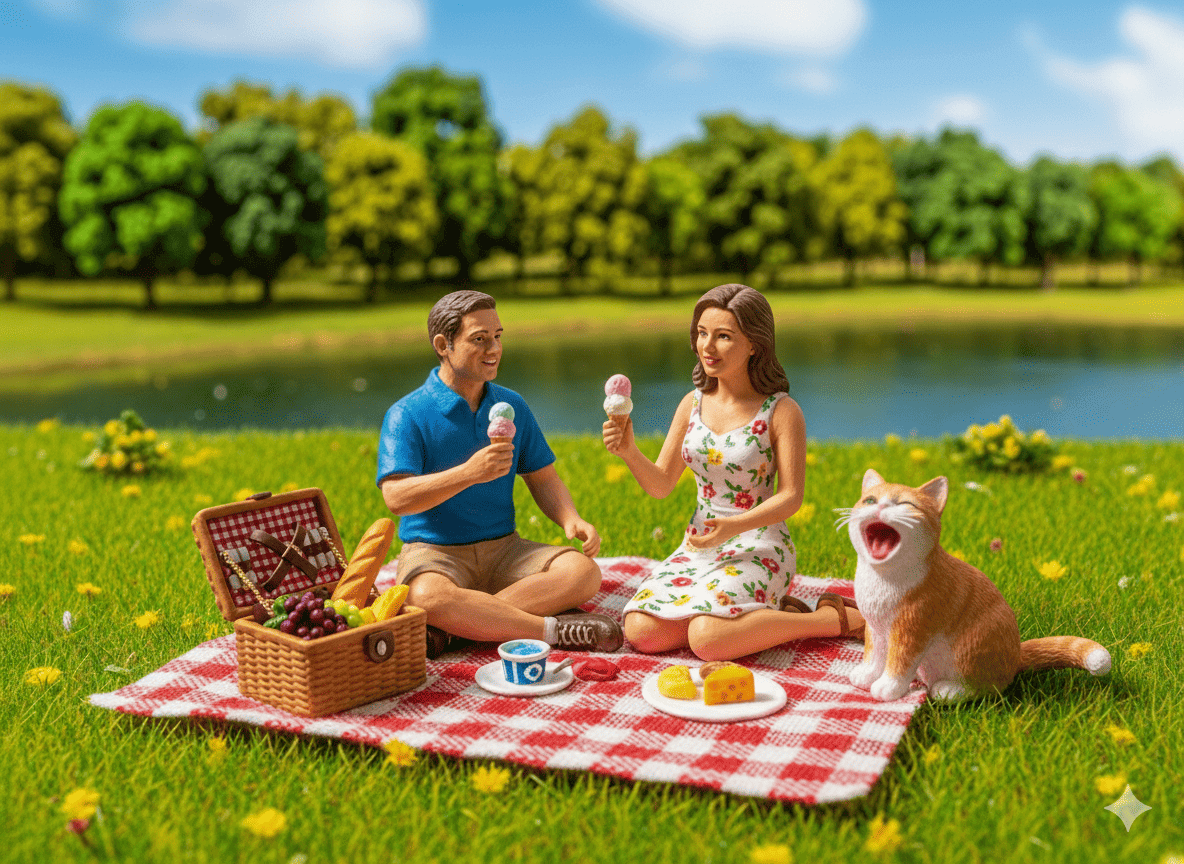 Gambar Hasil Contoh Prompt Miniatur Piknik bareng Pasangan | Sumber: Google Gemini