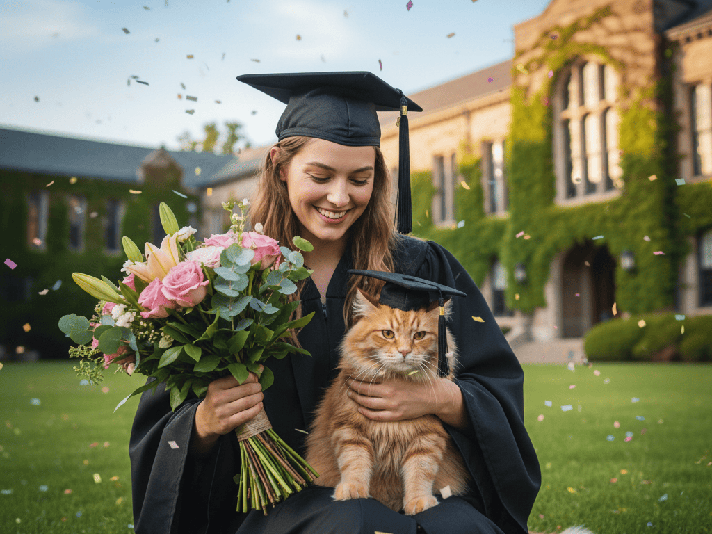 Foto Wisuda Bareng Hewan Peliharaan Anabul Pakai Prompt Google Gemini AI | Sumber: Google Gemini
