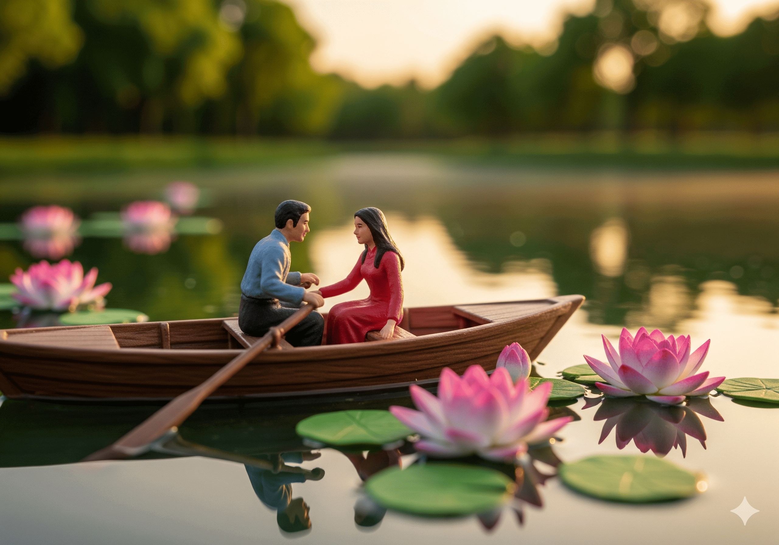 Gambar Hasil Contoh Prompt Miniatur Suasana di Tengah Alam bareng Pasangan | Sumber: Google Gemini