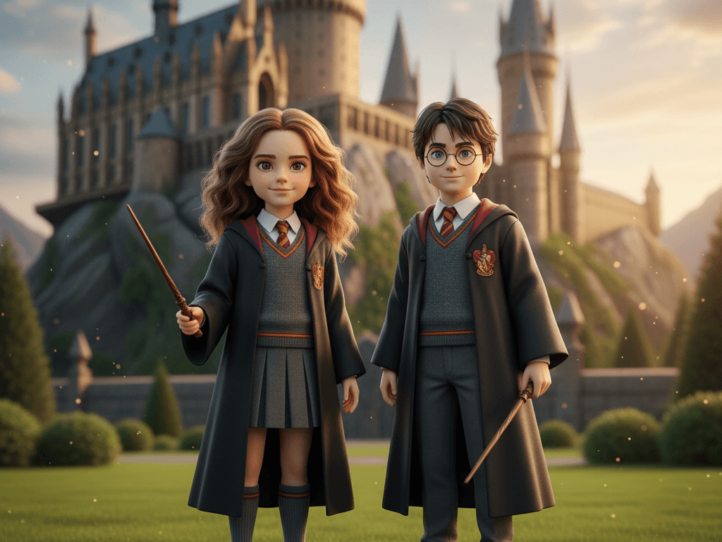 Gambar Hasil Contoh Prompt Miniatur bareng Pasangan dengan Konsep Harry Potter | Sumber: Google Gemini