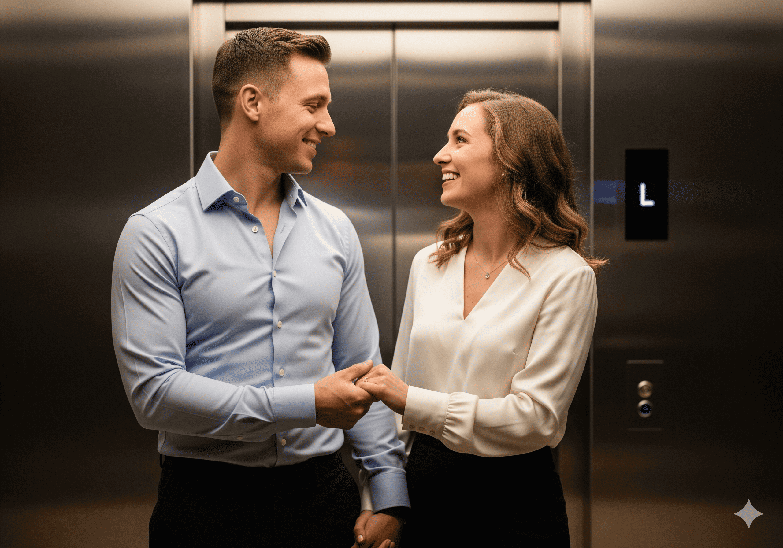 Contoh Foto di Lift dengan Pasangan dari Prompt Google Gemini AI | Sumber: Google Gemini