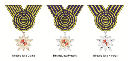 Bintang Jasa Utama, Pratama, dan Nararya