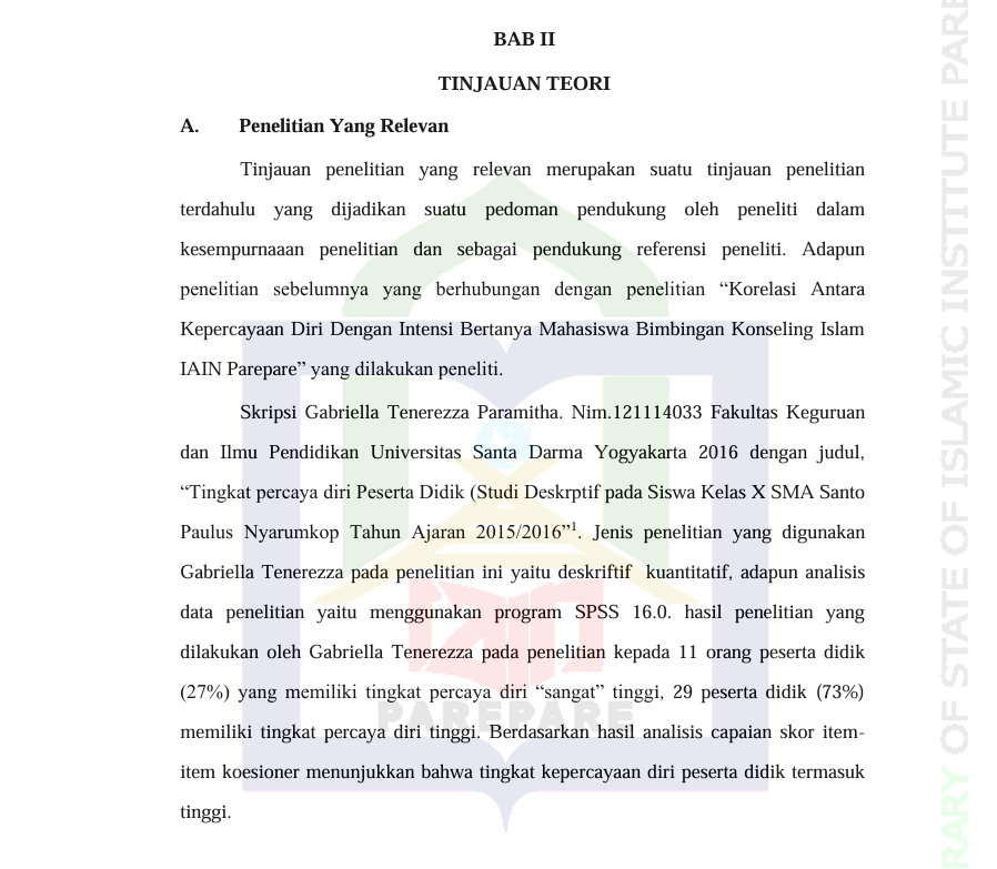 Contoh Kajian Pustaka III | Repository IAIN Parepare/Nur Yusaerah