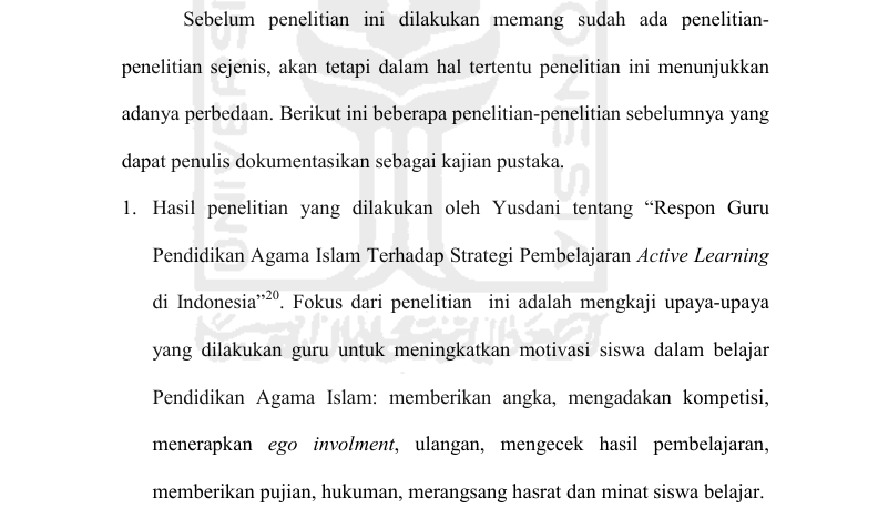 Contoh Kajian Pustaka V | UII.ac.id/Adam Santosa
