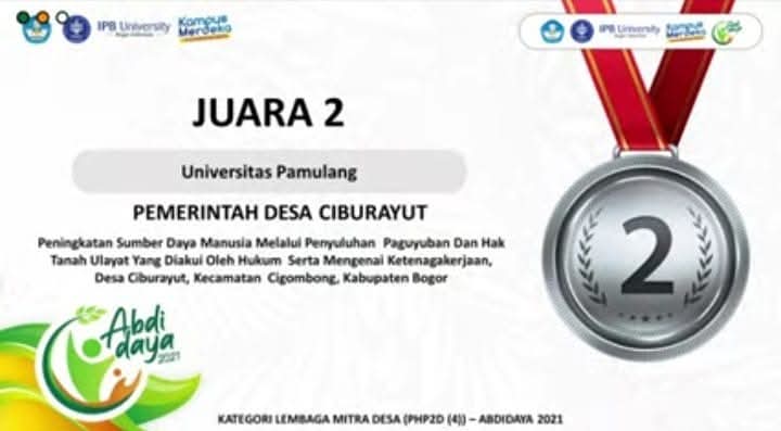 Desa Ciburayut mendapatkan penghargaan tingkat nasional PHP2D | sumber foto :Universitas IPB/Kampus Merdeka. Dok. Pribadi Belgi Alhuda