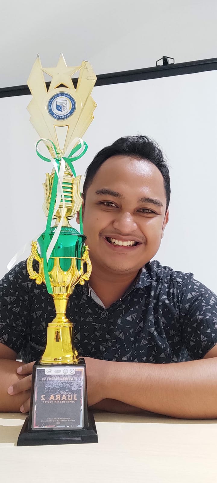 Ganes Farhan Ahmad Sasmita bersama piala penghargaan yang diraihnya | sumber: Dok. Pribadi Ganes Farhan